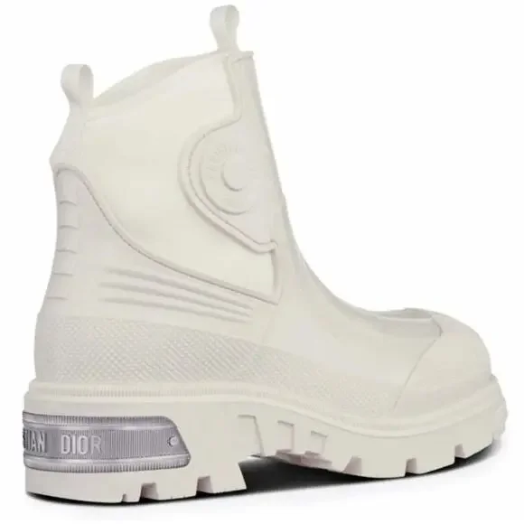 Dior Genesis Off White Logo Neoprene Rubber Winter Snow Short Ankle Rain Boot 38